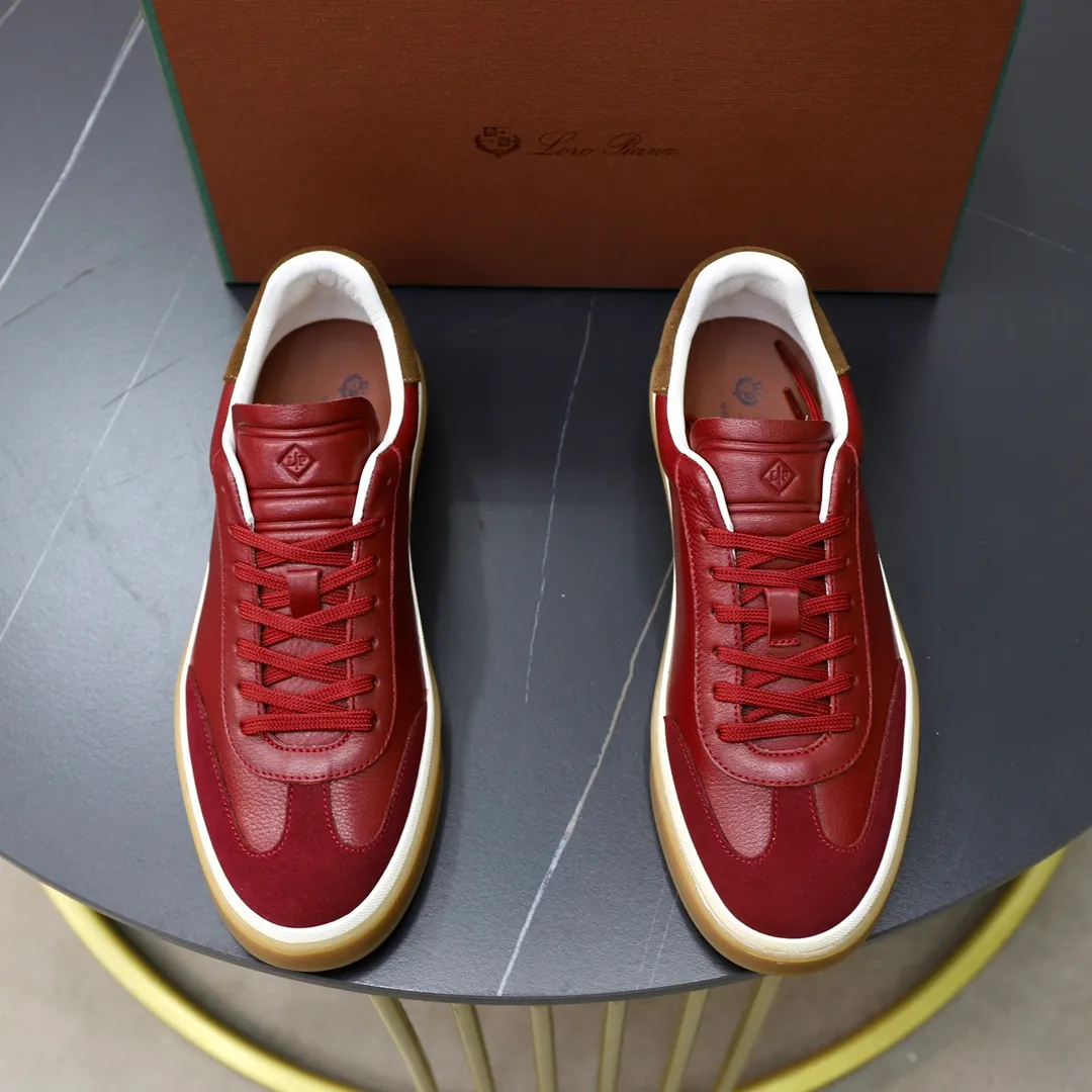 Men's Men's Shoes💰540💰••New Products•• LoroPian*_Noyo-Pianya New men's casual moral training sneakers, LP lace-up casual shoes!  Made of original imported soft cowhide and suede fabric, it highlights the sporty style. The heel is decorated with logo embossing and the original molding. The raw rubber translucent sole combined with the color welt adds a sense of modernity to the shoe. The shoe is overall refreshing and easy to match with style. It has a full cowhide lining for the feet. The original box packaging at the counter comes with wooden balls and a dust bag! Size: 38-44 (.45 customized)